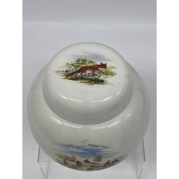 Vtg Ginger Jar Burleigh Ironstone Staffordshire England Fox Hunt - Picture 2 of 9